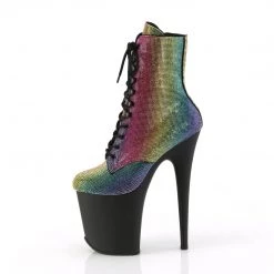 Pleaser FLAMINGO-1020RS Rainbow Rhinestones/Black Matte Upcoming Styles (Preview)