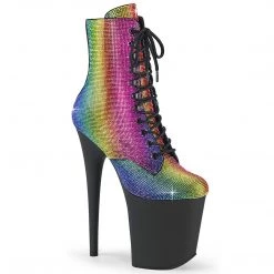 Pleaser FLAMINGO-1020RS Rainbow Rhinestones/Black Matte Upcoming Styles (Preview)