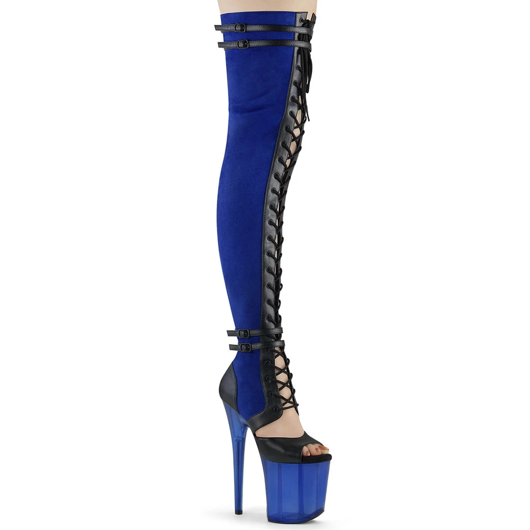 Pleaser Upcoming Styles (Preview) FLAMINGO-3027 Blue Faux Suede-Black Faux Leather/Frosted Blue 3 Pleaser Upcoming Styles (Preview) FLAMINGO-3027 Blue Faux Suede-Black Faux Leather/Frosted Blue