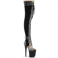 Pleaser FLAMINGO-3027SP Black Faux Suede-Snake Print Faux Leather/Black Matte Upcoming Styles (Preview)