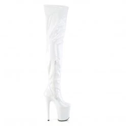 Pleaser FLAMINGO-4000 White Stretch Patent/White Upcoming Styles (Preview)