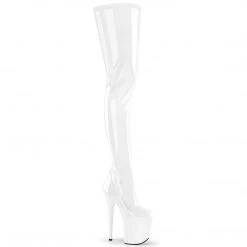 Pleaser FLAMINGO-4000 White Stretch Patent/White Upcoming Styles (Preview)