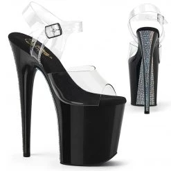 Pleaser New Arrivals FLAMINGO-808CRS-2 Clear /Black-Silver Rhinestones