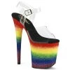 Pleaser Upcoming Styles (Preview) FLAMINGO-808RG-04 Clear /Rainbow Glitter