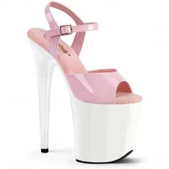 Pleaser FLAMINGO-809 Baby Pink Patent/White New Arrivals