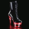 Pleaser FLASHDANCE-1020-7 Black Patent/Clear Ankle Boot Boots