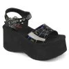 Demonia New Arrivals FUNN-10 Black Holo Patent