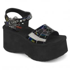 Demonia New Arrivals FUNN-10 Black Holo Patent