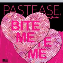 Pastease Love: Disco Pink Heart With 'Bite Me' Nipple Pasties