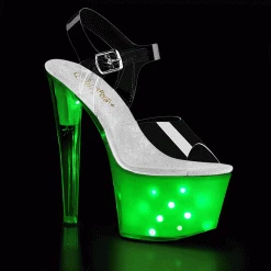 Pleaser ILLUMINATOR-708 Clear/White Glow Platform Sandal New Arrivals