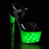 Pleaser ILLUMINATOR-709 Black Patent/White Glow Platform Sandal Shoes 1 Pleaser ILLUMINATOR-709 Black Patent/White Glow Platform Sandal Shoes