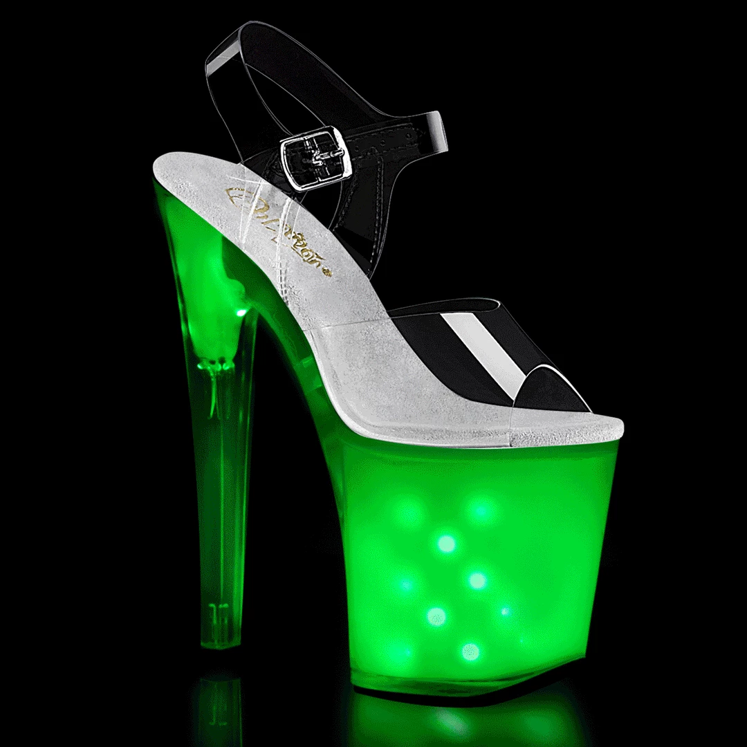 Pleaser ILLUMINATOR-808 Clear/White Glow Platform Sandal 3 Pleaser ILLUMINATOR-808 Clear/White Glow Platform Sandal