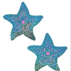 Pastease Starfish: Seafoam Green & Pink Print Nipple Pasties