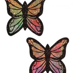 Pastease Monarch: Glitter Pastel Rainbow Butterfly Nipple Pasties