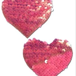 Pastease Love: Hot Pink & Matte Pink Color Changing Sequins Nipple Pasties