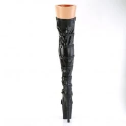 Pleaser RAPTURE-3045 Black Faux Leather-Stretch Faux Leather/Black Matte