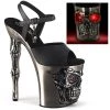 Pleaser Coming Soon (Pre-Order) RAPTURE-809-LT Black Faux Leather/Satin Pewter Chrome