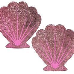 Pastease Mermaid: Liquid Baby Pink & Pink Print Seashell Nipple Pasties