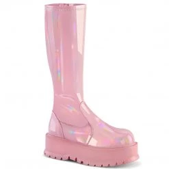 Demonia New Arrivals SLACKER-200 Baby Pink Holo Patent