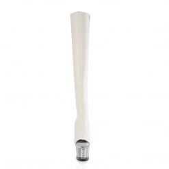 Pleaser SPECTATOR-3019 White Faux Leather/ Clear -Silver Chrome